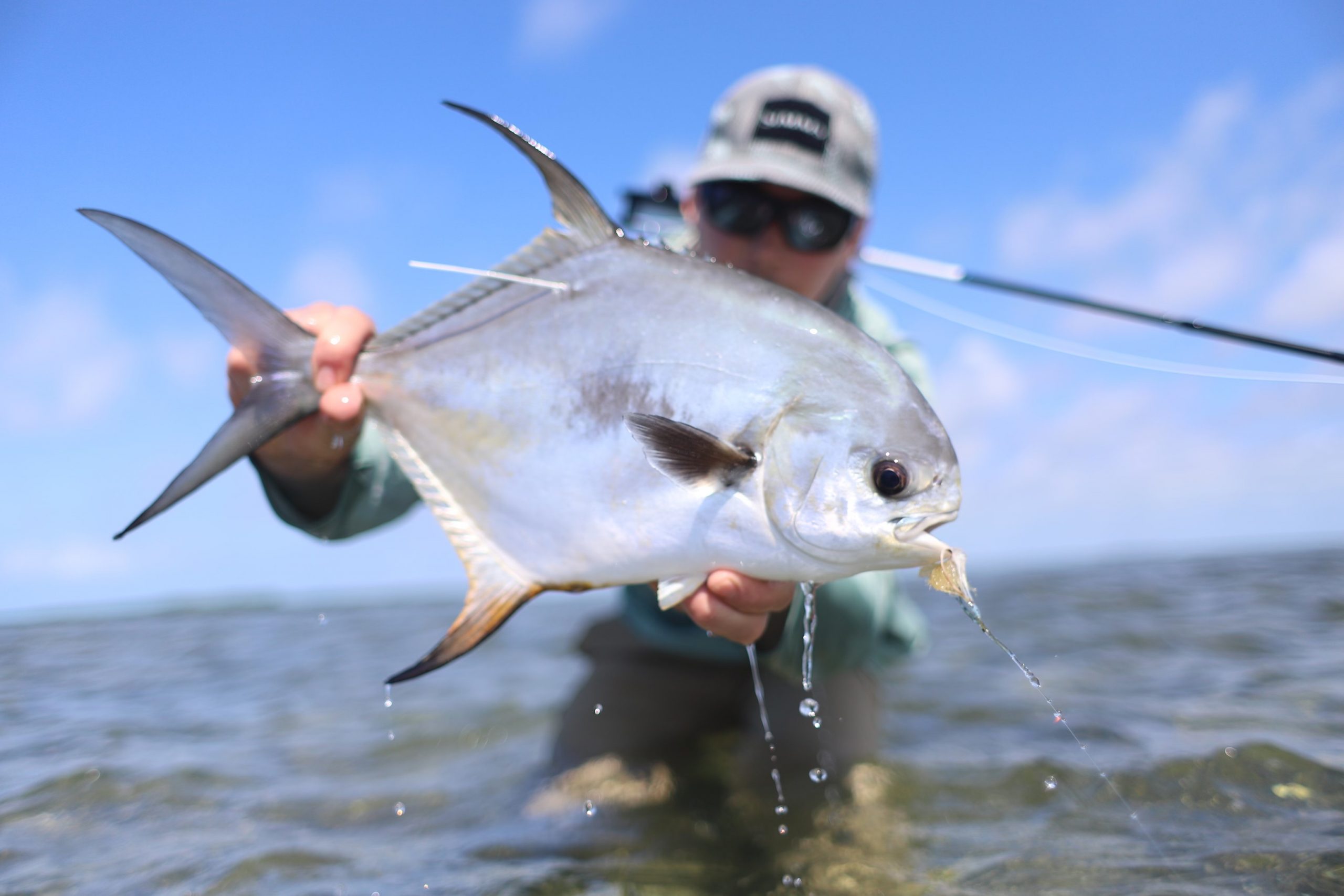 An image of a fisherman up close and personal with a Tarpon in the Florida Keys